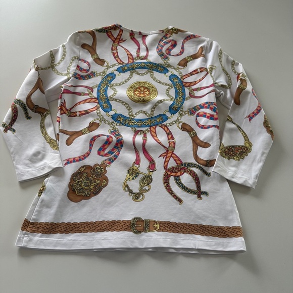 J. McLaughlin-Catalina Cloth-Printed-3/4 Sleeve-White-Colorful-Top-Size XS - Picture 2 of 9